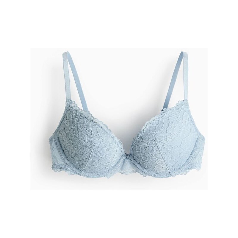 H&M - Krajková super push-upka - modrá 112414038