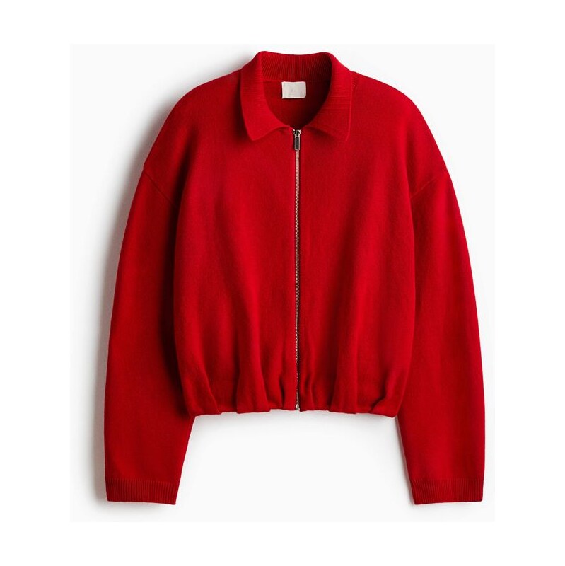 H&M - Oversized svetr na zip - Červená