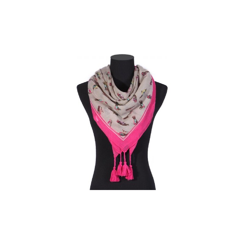 Mixone Luxusní šátek Tassle Bird I. růžová