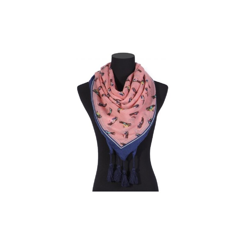 Mixone Luxusní šátek Tassle Bird II. růžová
