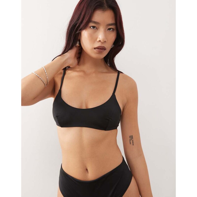 Weekday mix & match scoop neck bikini top in black
