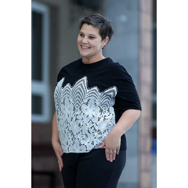 LUX LUNA Elegantní tričko AISHA Barva: Černá, Velikost: UNI: L