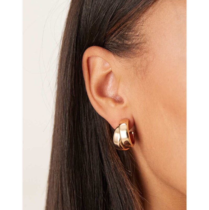 ASOS DESIGN everyday huggie hoop earring with cross-over design