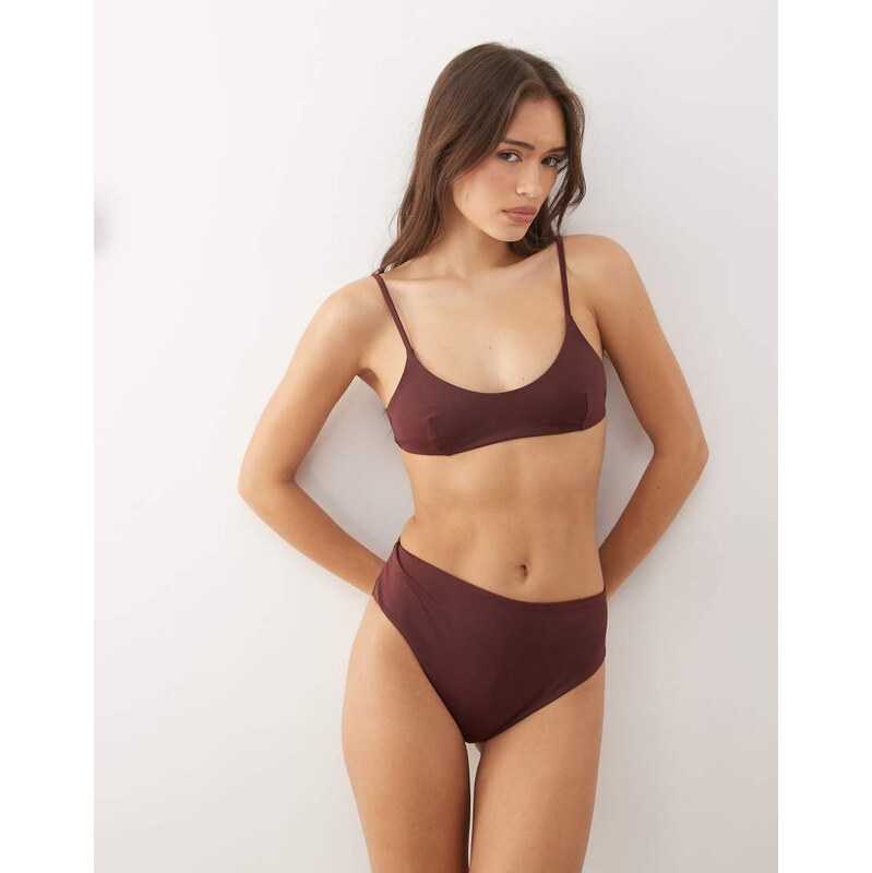 Weekday mix & match scoop neck bikini top in burgundy-Red 112418790