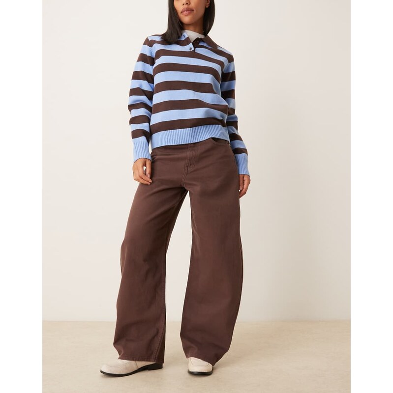 ASOS DESIGN high waisted horseshoe barrel leg jeans in washed