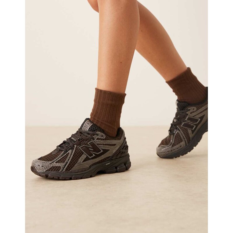 New Balance 1906 trainers in brown and black snake print