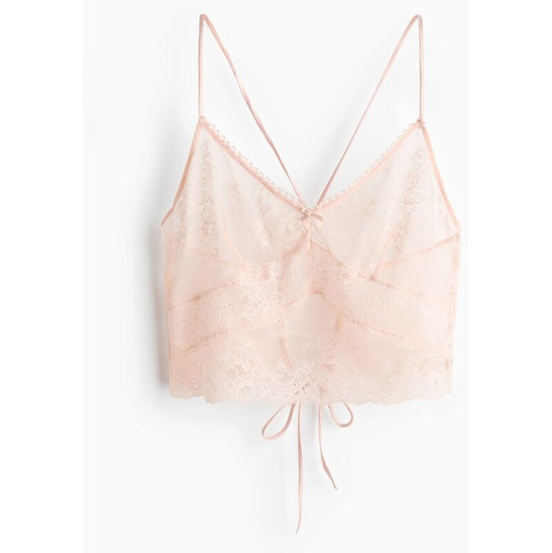 H&M - Krajkový top na ramínka - Světlá Broskvově Růžová
