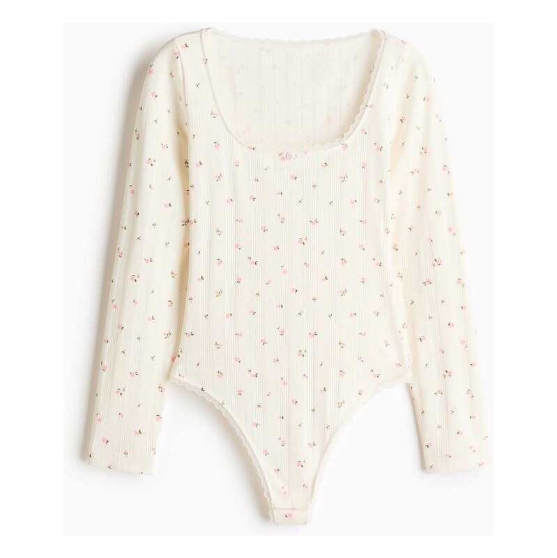 H&M - Ažurové body thong - bílá 112421015
