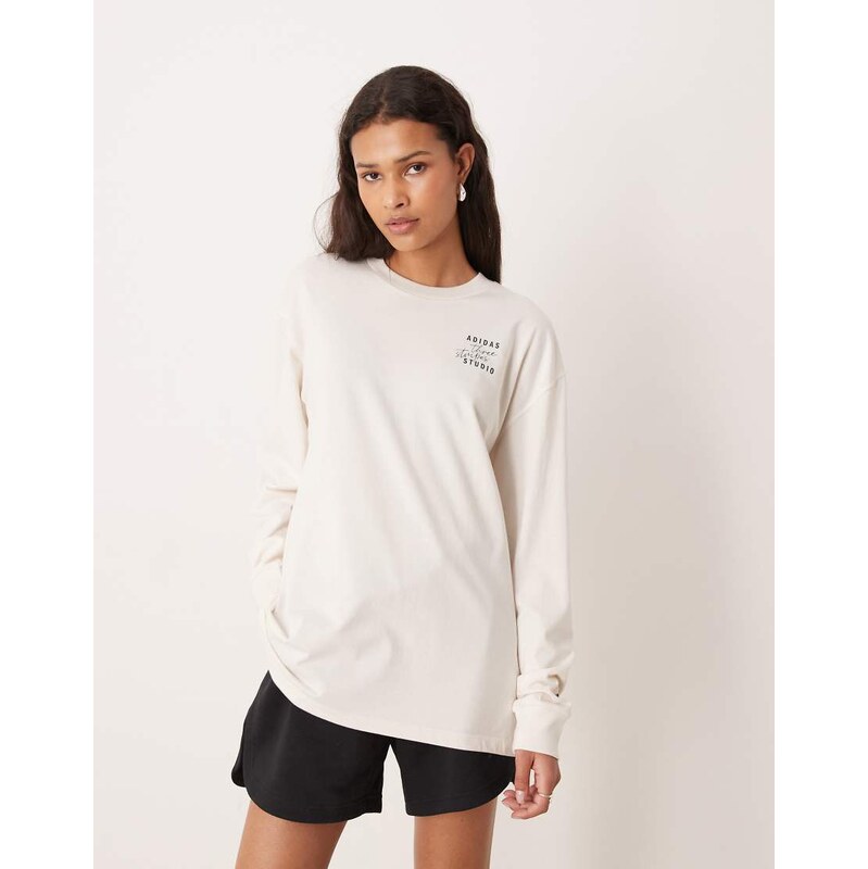 adidas Performance Three Stripes Studios sweatshirt in white 112432800