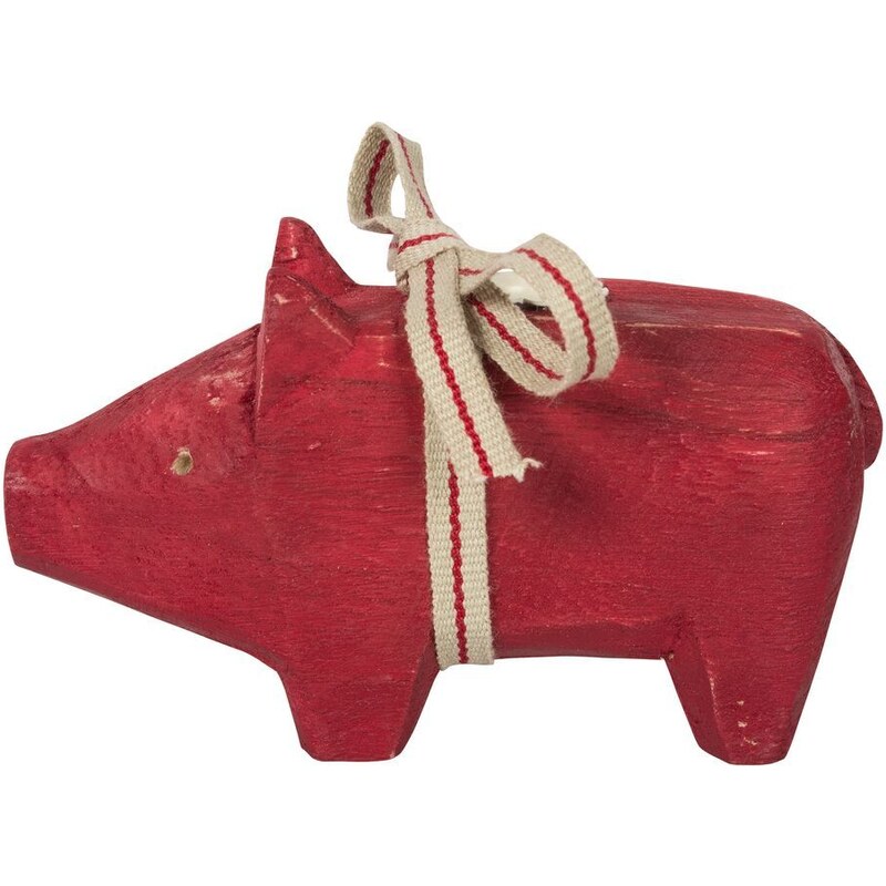 Maileg Dřevěný svícen Pig red - small