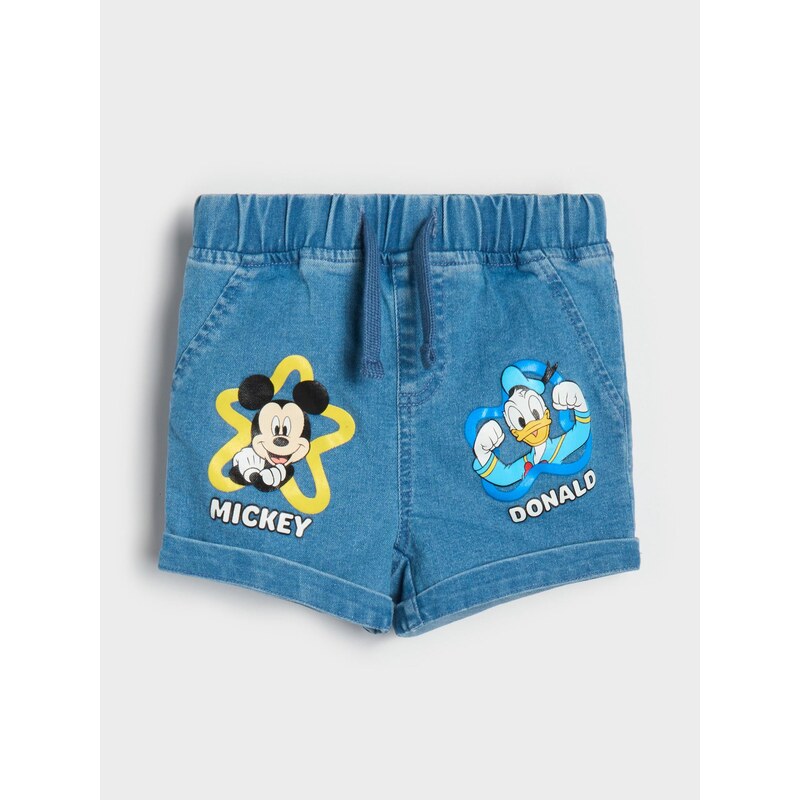 Sinsay - Džínové kraťasy Mickey Mouse - modrá