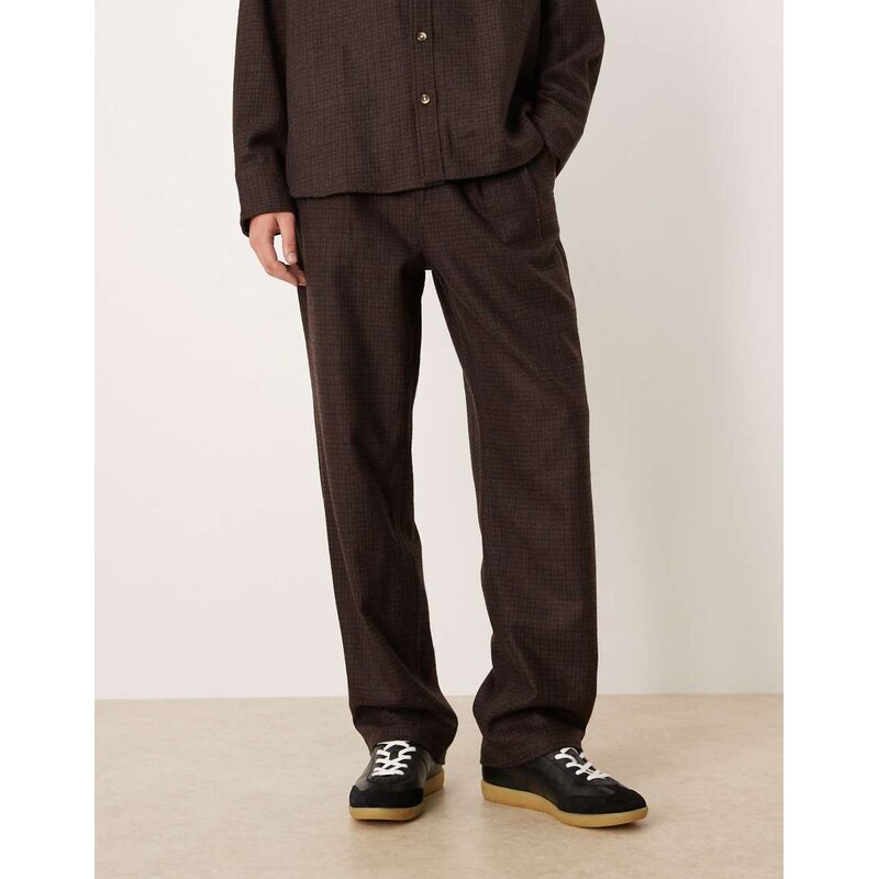 ASOS DESIGN co-ord baggy trousers in brown check wool