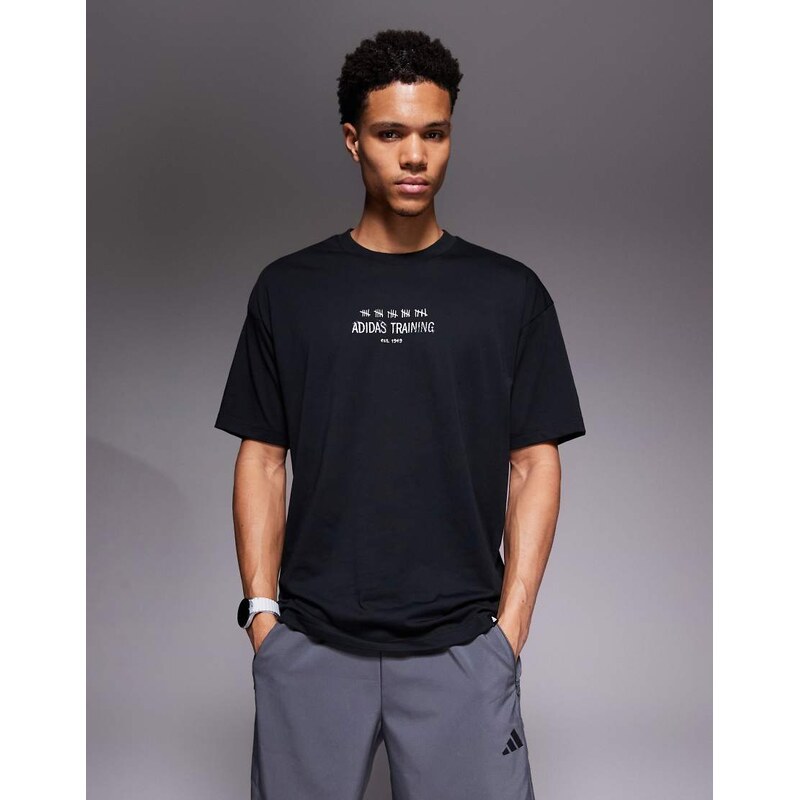 adidas performance adidas Training t-shirt with back print in black