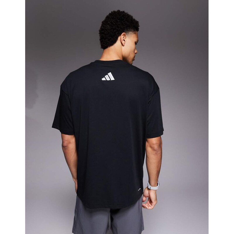adidas performance adidas Training t-shirt with back print in black