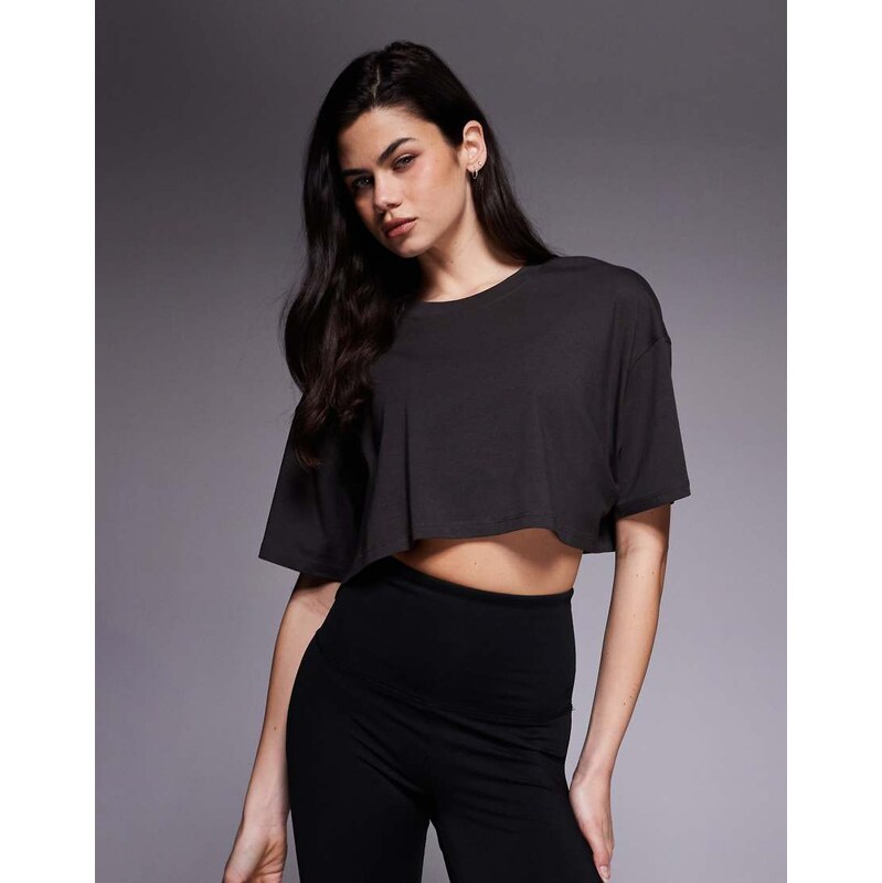 4505 modal blend ultra soft cropped performance t-shirt in mocha-Brown 112748568