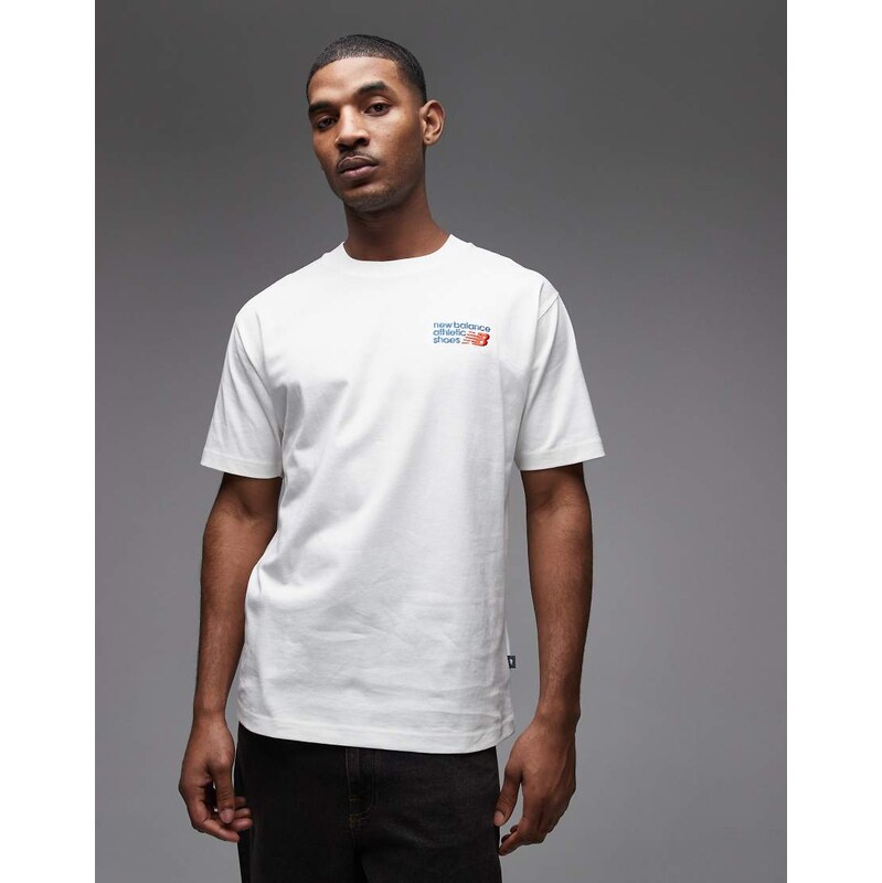 New Balance Athletics premium logo t-shirt in off white