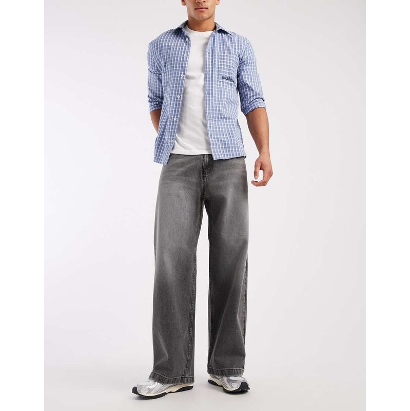 Hollister super baggy 5 pocket jeans in washed grey