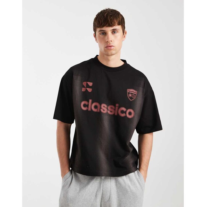 ASOS DESIGN boxy oversized t-shirt with football graphic in