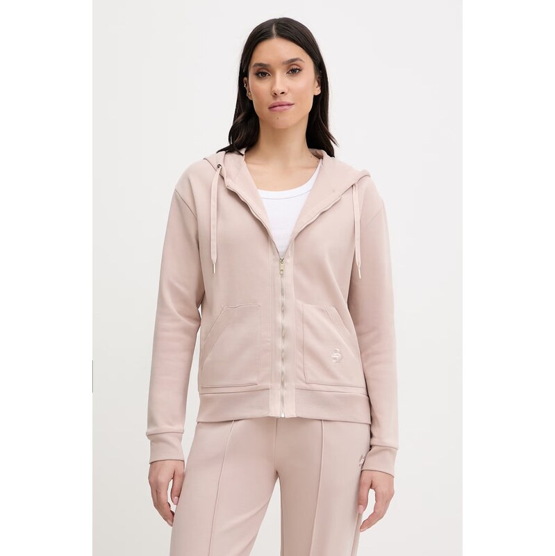 BOSS rozepínací mikina s kapucí dámská s bavlnou Shiny B Jacket
