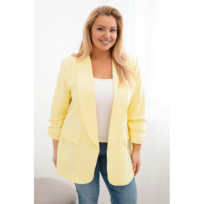 K-Fashion Dámská elegantní velikost Plus Size bunda žlutá 112243830