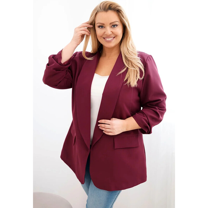 K-Fashion Dámská elegantní bunda Plus Size slivková 112243832