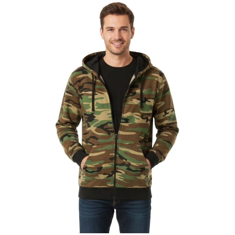 Pánská maskáčová mikina teplejší CAMO Zipper khaki hnědá Malfini