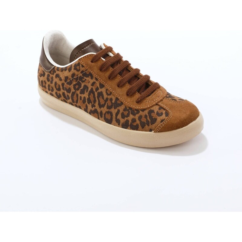Blancheporte Vintage tenisky z kožené usně a s leopardím vzorem