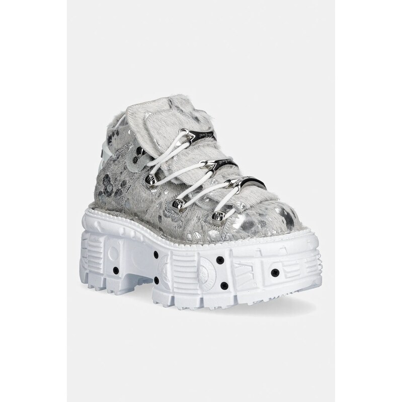 Kožené tenisky New Rock PELO CALVAS BLANCO PLATA, TANK BLANCO TORN 112447994