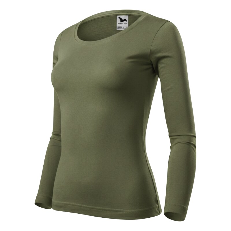 Dámské tričko khaki Malfini Fit-T LS
