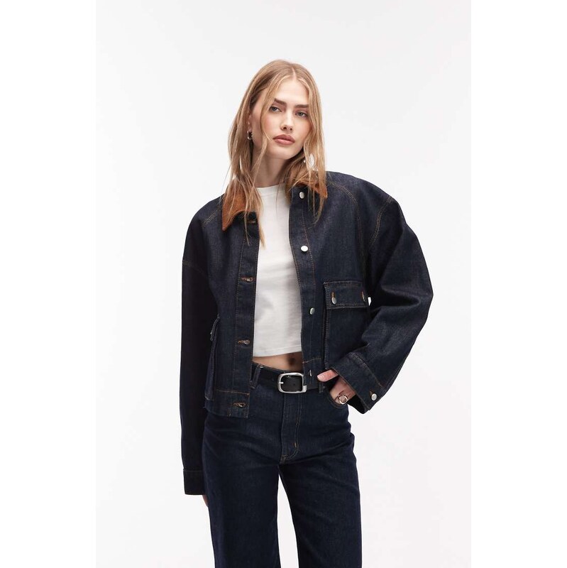 & Other Stories denim barn jacket with pockets in dark blue wash