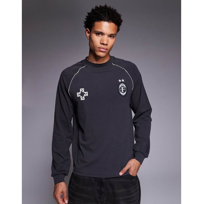 Faded Store long sleeve football jersey in black