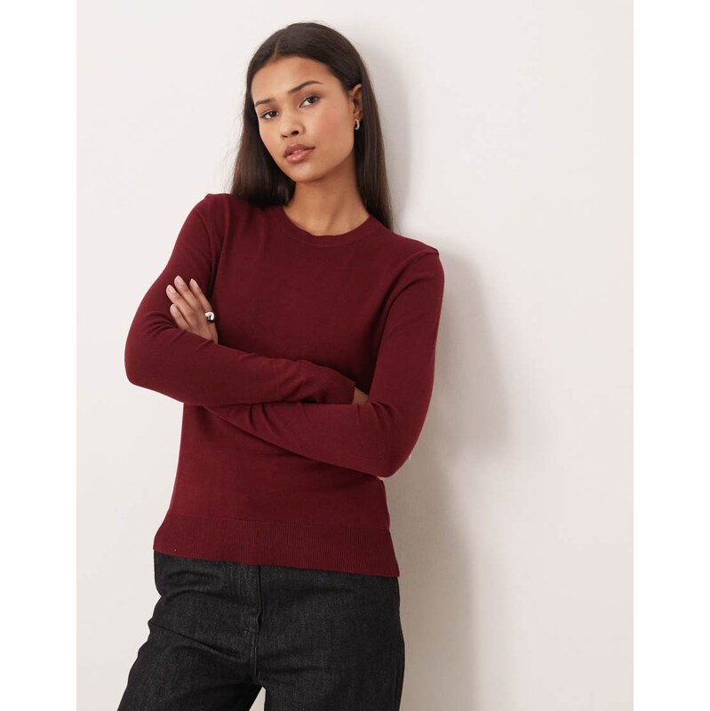 JJXX crew neck knit jumper in burgundy-Red 115517912