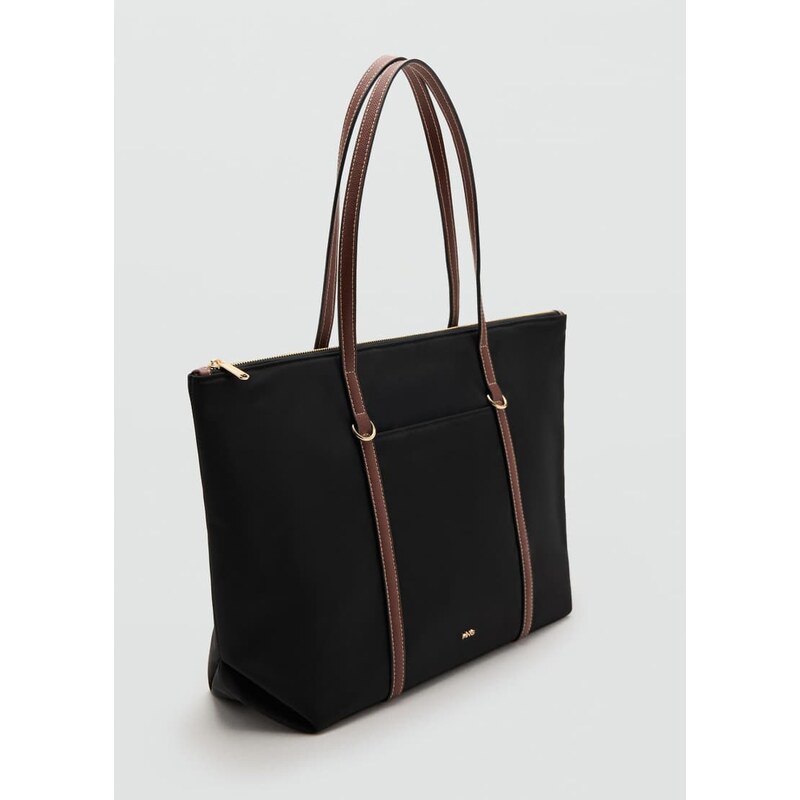 Mango classic tote bag with contrast straps in black 112461736