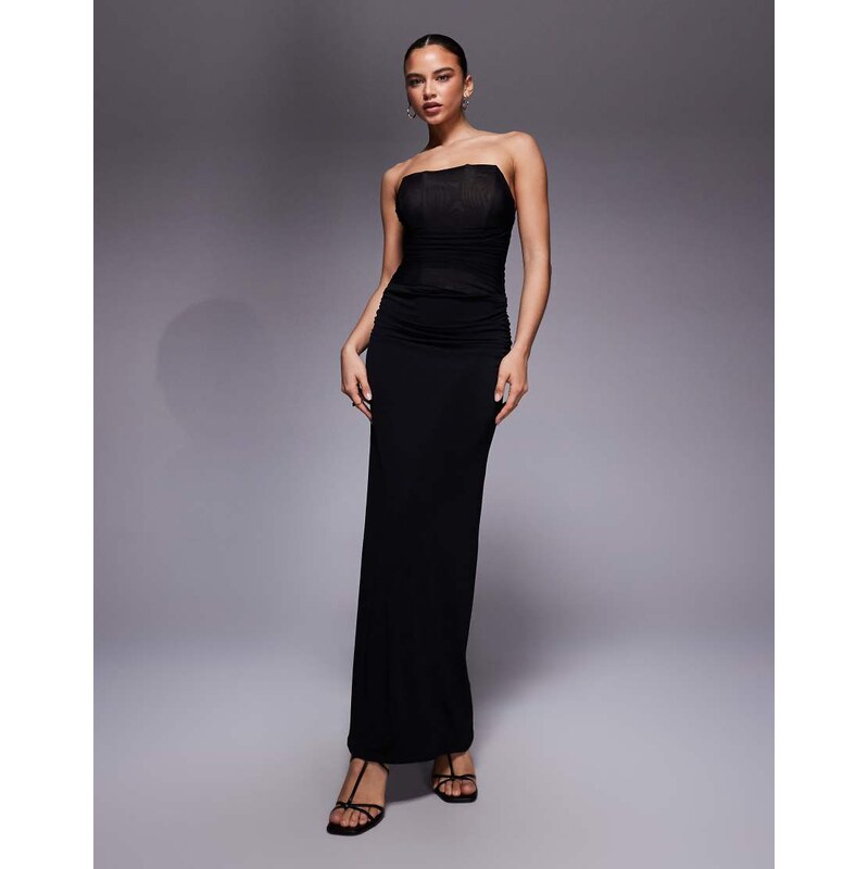 Forever New corset mesh overlay maxi dress in black