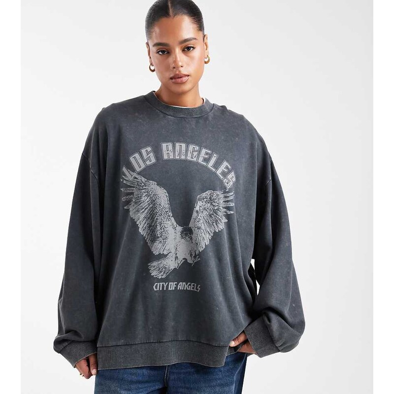 ASOS Curve ASOS DESIGN Curve oversized sweatshirt with eagle graphic 115518841