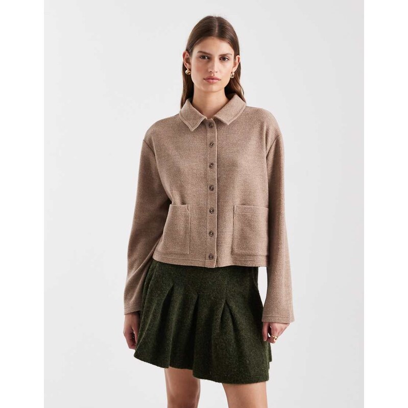 Miss Selfridge brushed button through collar detail cardigan