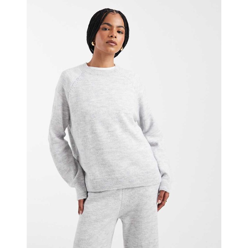 ASOS DESIGN knitted raglan jumper co-ord in grey 115549906