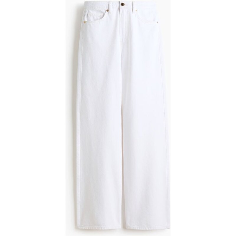 H&M - Wide High Waist Jeans - Bílá
