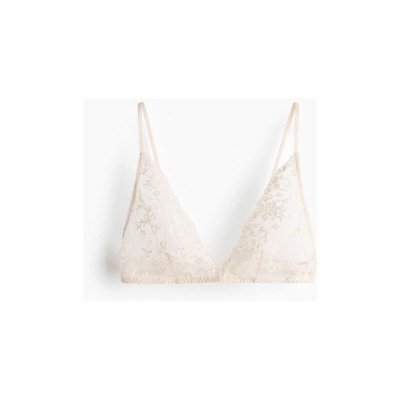 H&M - Měkká vyšívaná podprsenka - béžová 112467221