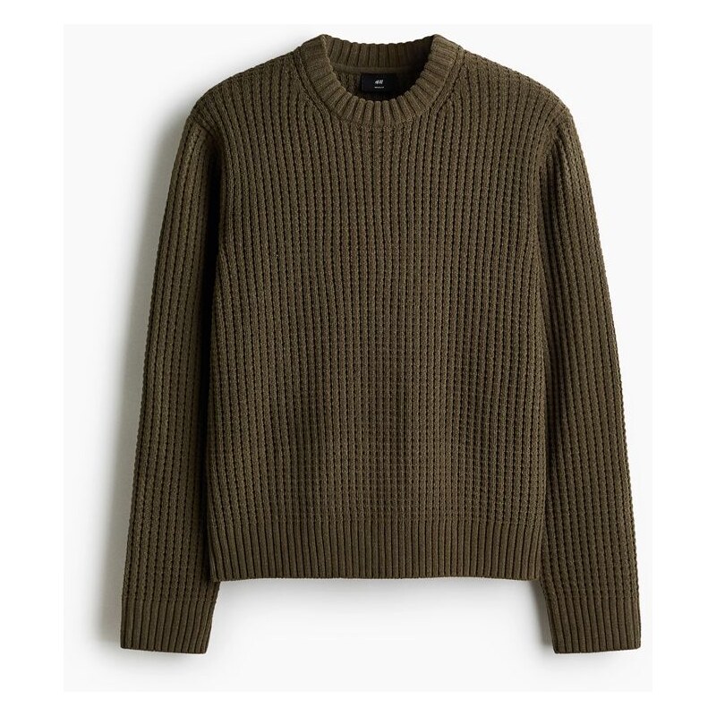 H&M - Svetr Regular Fit - Khaki Zelená