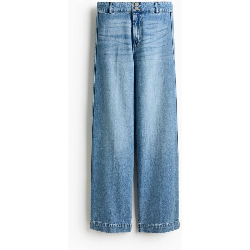 H&M - Wide High Waist Jeans - Světlý Denim Blue
