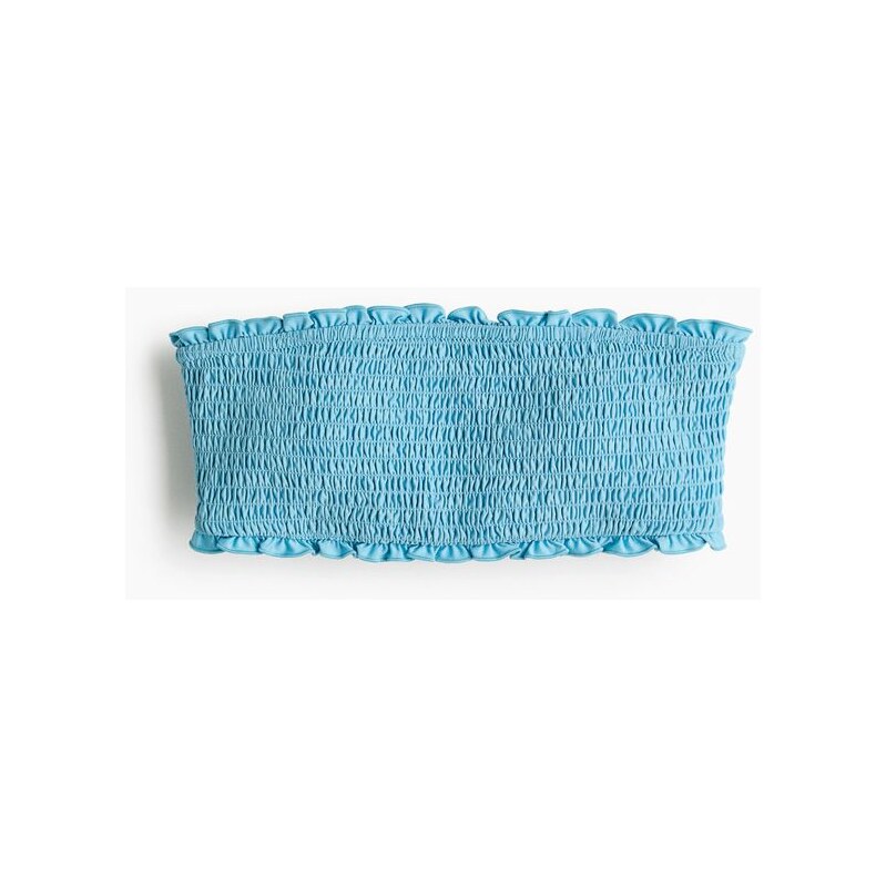 H&M - Bikinová podprsenka bandeaus žabkováním - Tyrkysová