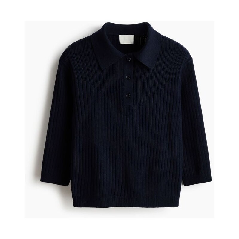 H&M - Top z žebrovaného úpletu - modrá 112467308