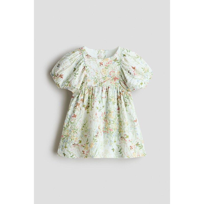 H&M - Šaty z bavlněného mušelínu - Světle Tyrkysová/Bambi