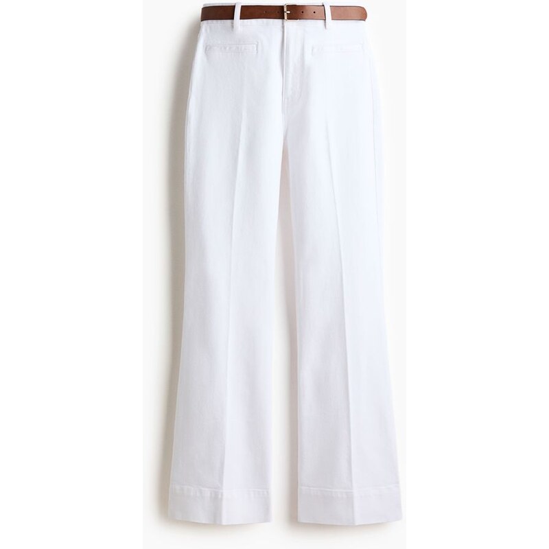H&M - Keprové kalhoty Flared - Bílá
