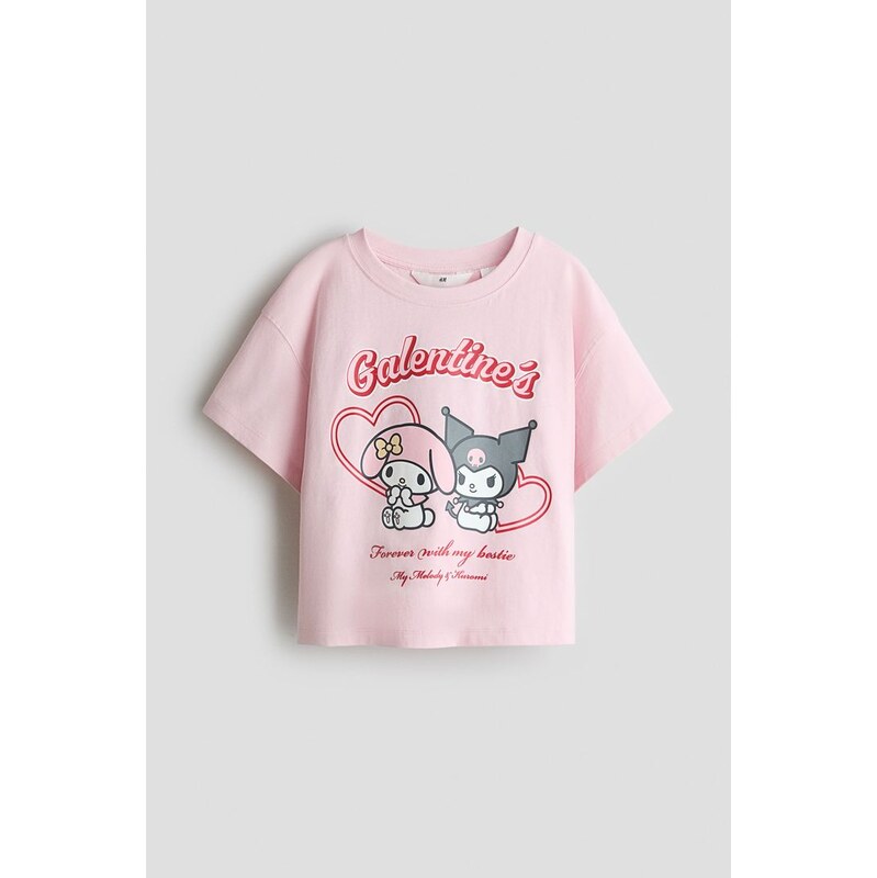 H&M - Bavlněné tričkos tištěným motivem - Světle Růžová/Kuromi