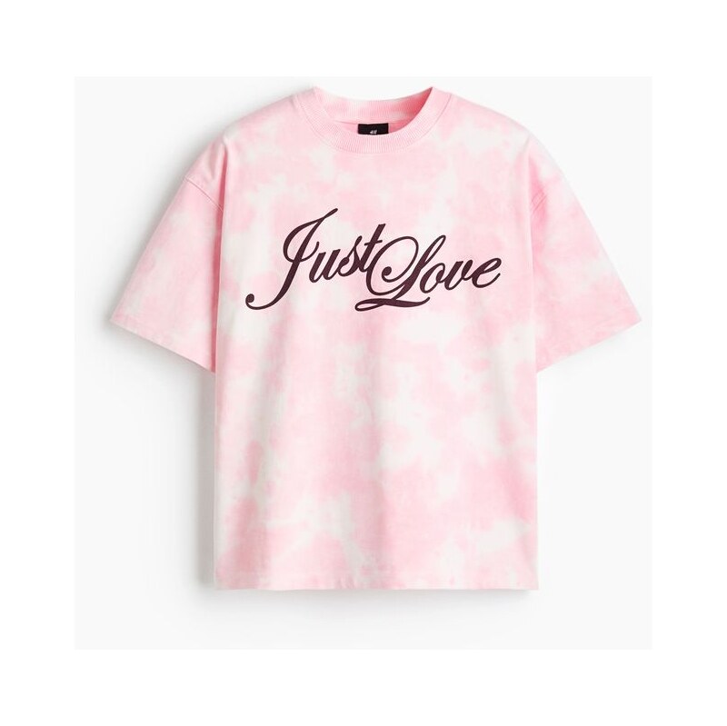 H&M - Tričkos potiskem Heat Reactive Oversized Fit - Růžová/Just