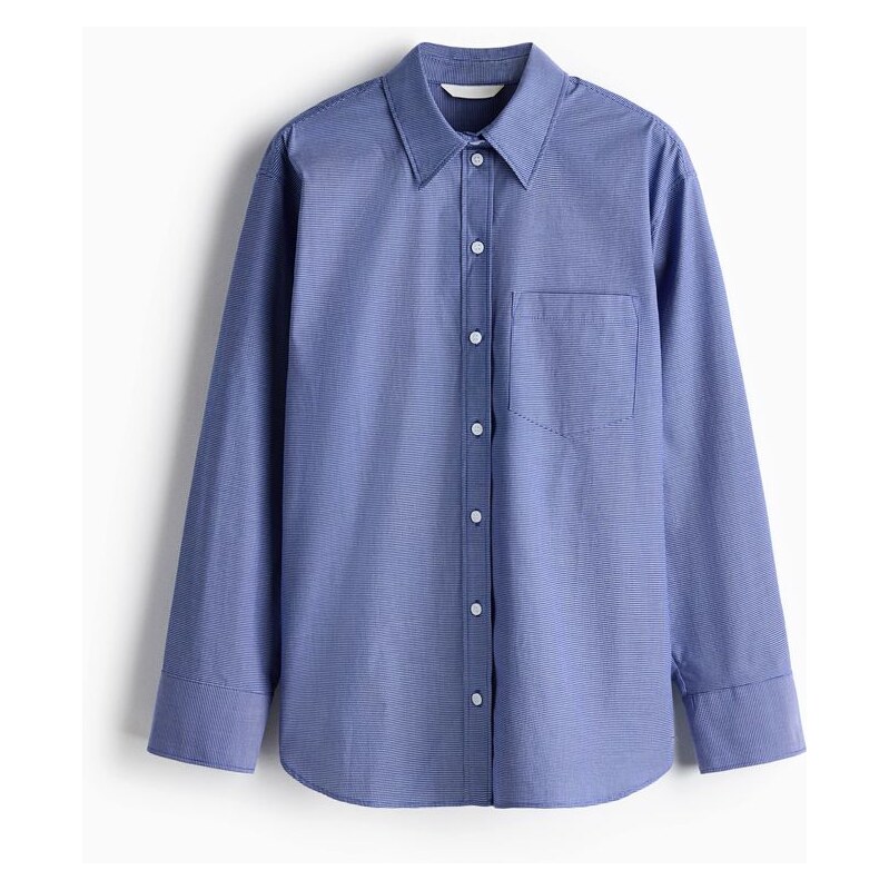 H&M - Oversized košile z bavlněného popelínu - modrá 112467352