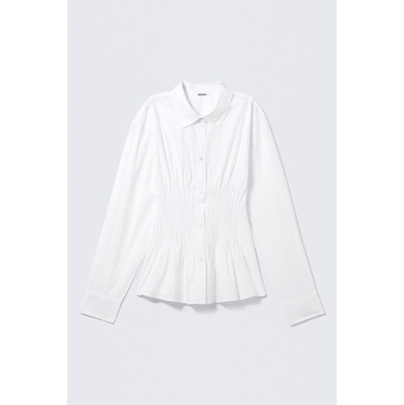 H&M - Košile z bavlněného popelínu se staženým pasem - bílá 112467365