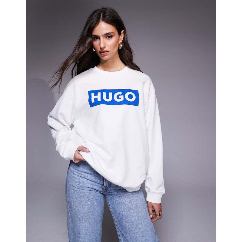 Hugo Blue classic crew sweats in white 112472004